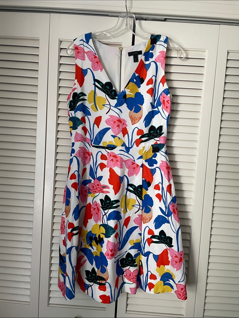 J. Crew Fit / flare Midi Dress Linen Blend Sz 6 Morning Floral v-neck sleeveless